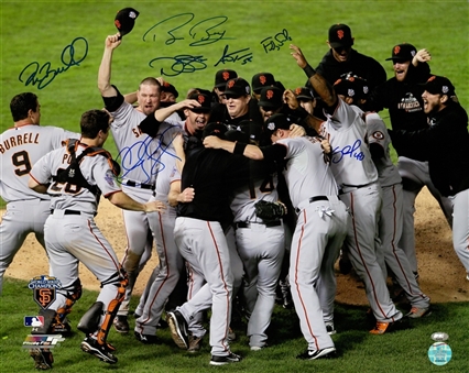 2010 San Francisco Giants Multi Signed 16x20 World Series Celebration Photo With 7 Signatures (FSC)